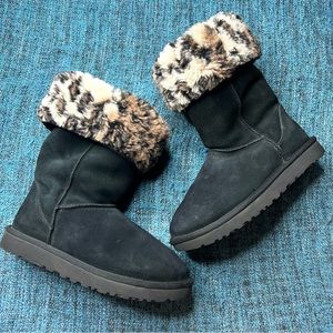 UGG Classic Tall 11 Leopard Print Boots in Black Suede